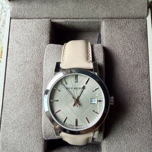 Burberry Cream Dial Watch with Leather Strap